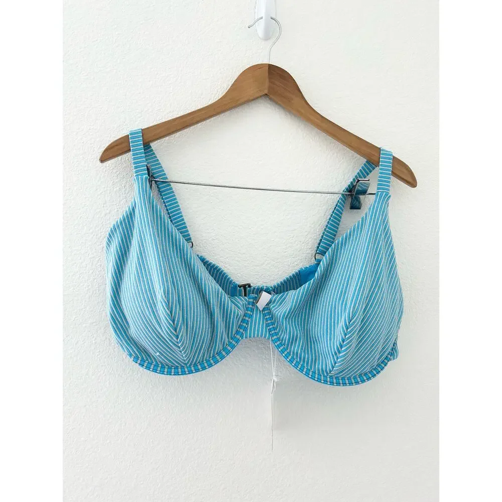 Andie Swim The Bermuda Top in Gold Stripe Blue Splash NWT